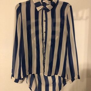 Forever 21 Blue/White Striped Blouse
